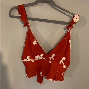 Burnt orange floral crop top